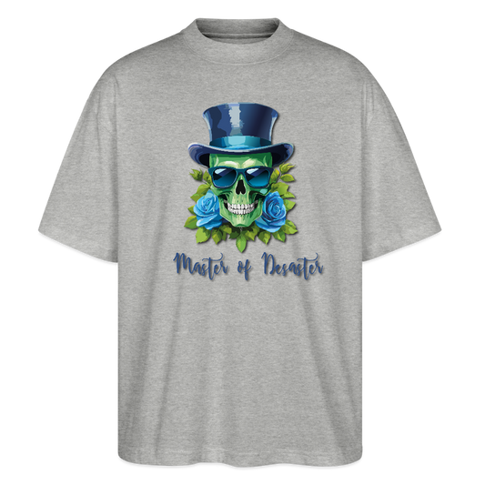 Oversized Unisex T-Shirt mit MASTER OF DESASTER SKULL PRINT - Grau meliert