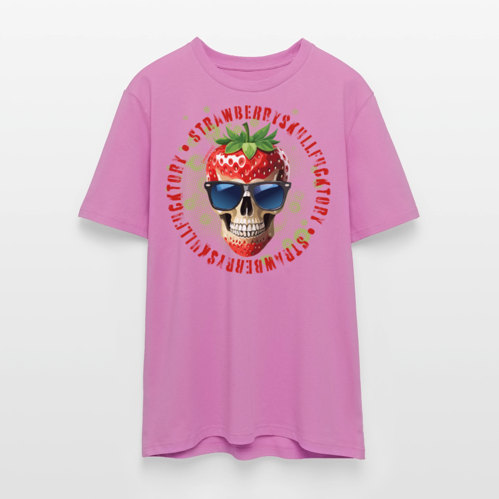 Unisex Bio-T-Shirt mit STRAWBERRY SKULL PRINT Vorderseite - Pink