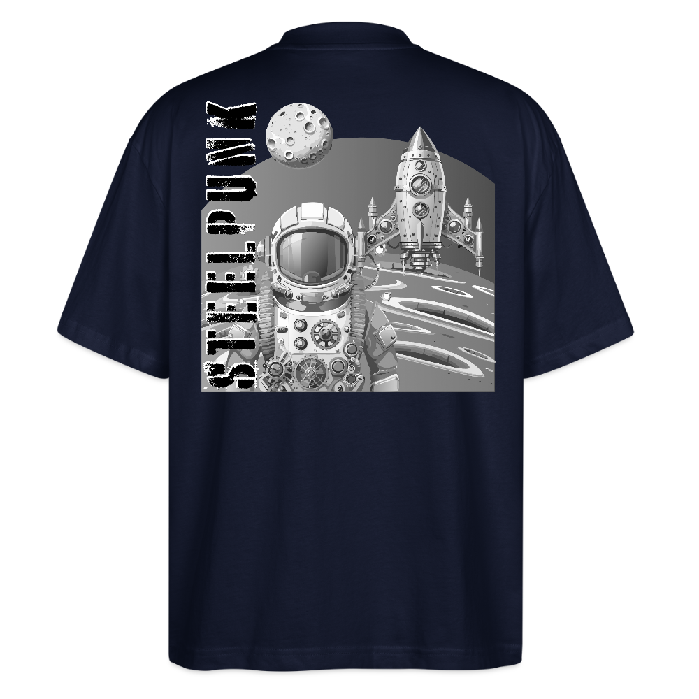 Oversized Unisex T-Shirt mit STEELPUNK PRINT Rückseite - Navy