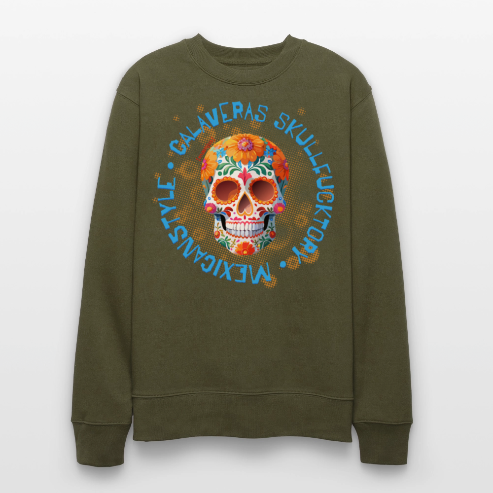 Unisex Bio-Sweatshirt mit CALAVERAS SKULL PRINT - Khaki