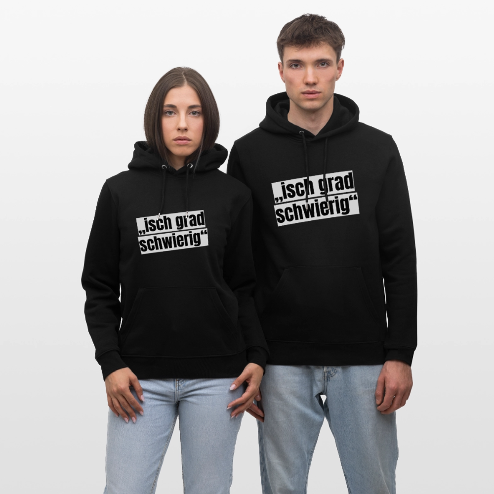 Unisex Hoodie mit ISCH GRAD SCHWIERIG PRINT - Schwarz