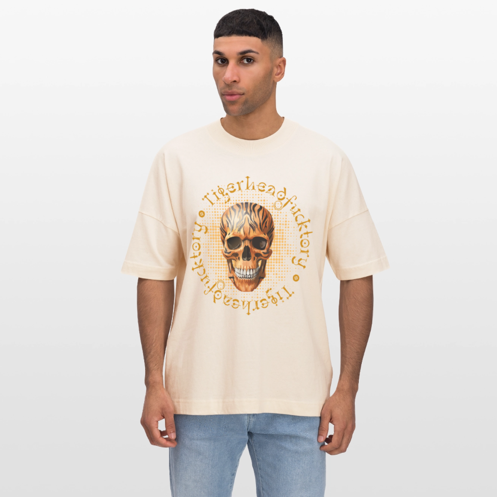 Oversized Unisex T-Shirt mit TIGERHEAD SKULL PRINT - Weißgrau
