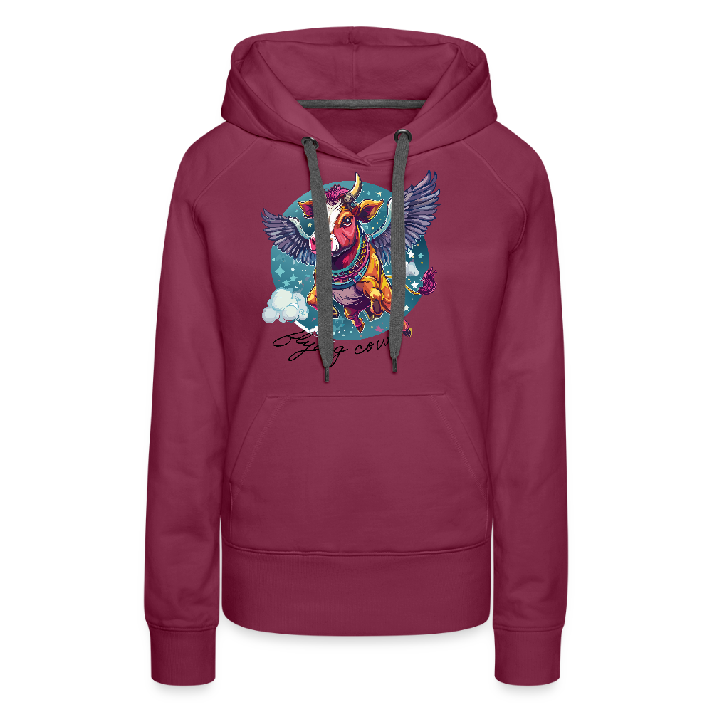 Frauen Premium Hoodie mit FLYING COW PRINT - Bordeaux
