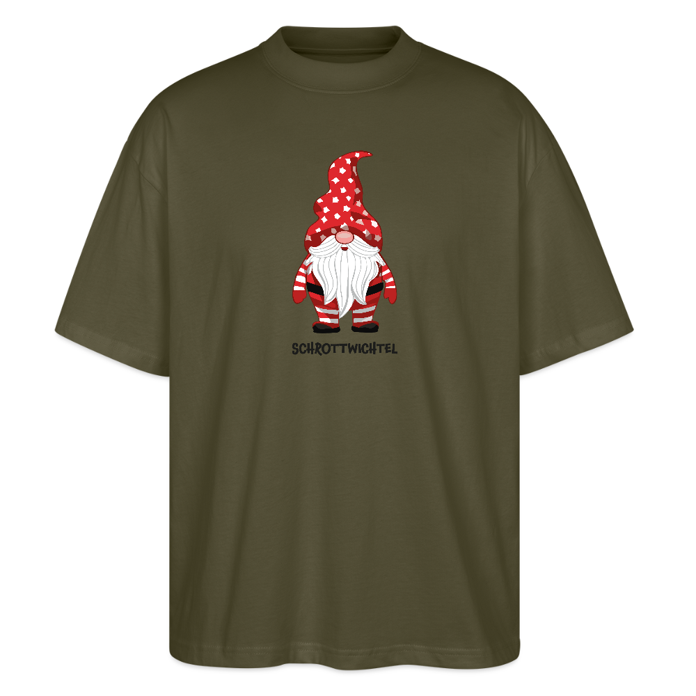Oversized Unisex Bio T-Shirt mit SCHROTTWICHTEL PRINT - Khaki