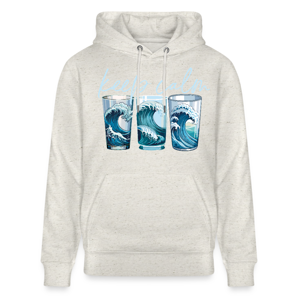 Unisex Bio-Hoodie mit KEEP CALM PRINT - Beige meliert