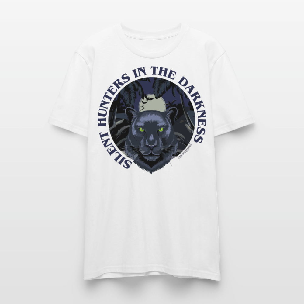 Unisex T-Shirt mit SILENT HUNTERS IN THE DARKNESS PRINT Vorderseite - Weiß