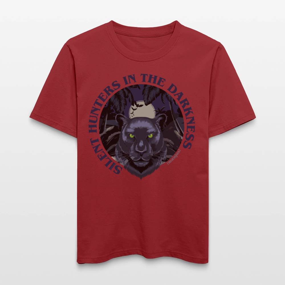 Relaxed Fit Unisex Bio-T-Shirt mit SILENT HUNTERS IN THE DARKNESS PRINT Vorderseite - Erdrot