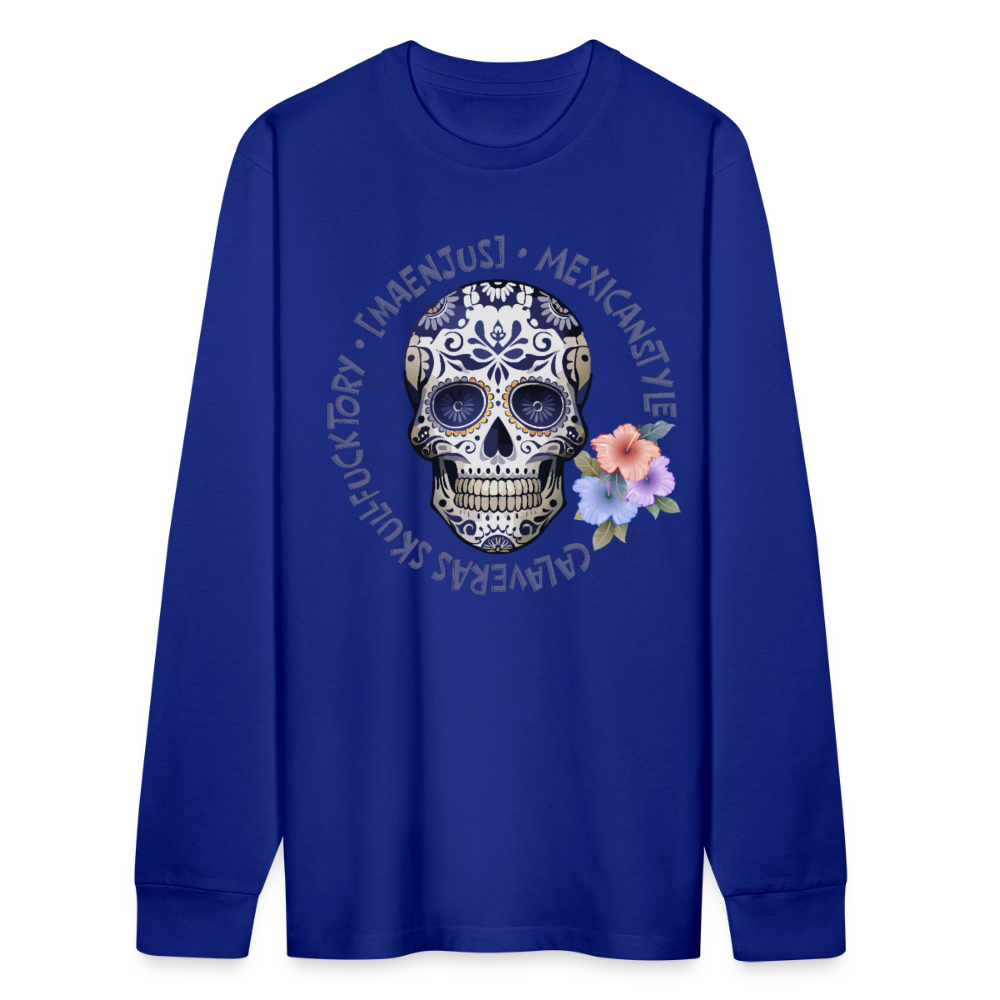 Unisex Bio-Langarmshirt mit MAENJUS CALAVERAS MEXICANSTYLE PRINT - Königsblau