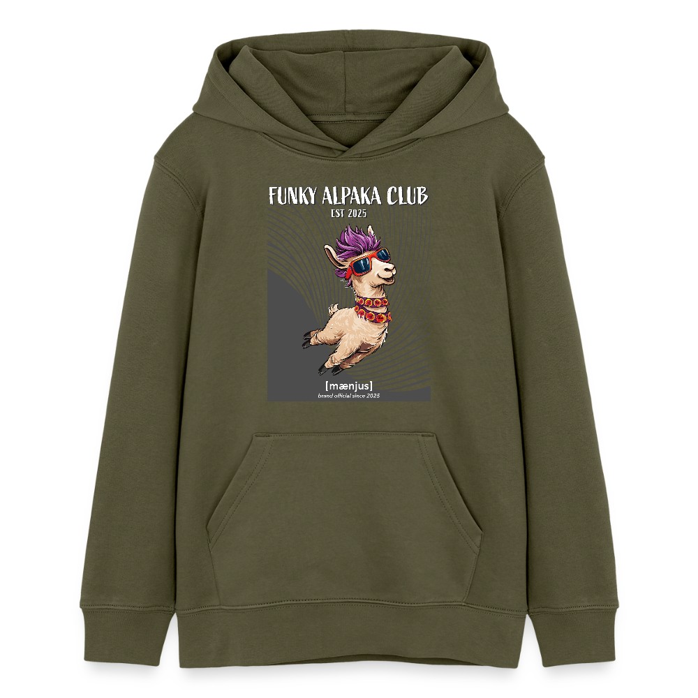 MNJS TEENS Bio-Hoodie mit FUNKY ALPAKA CLUB PRINT - Khaki