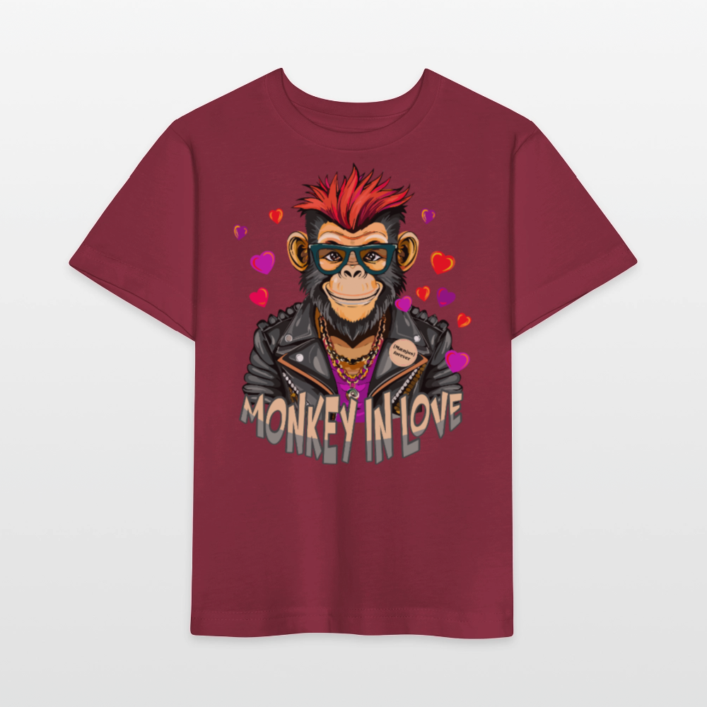 MNJS KIDS T-Shirt mit MONKEY IN LOVE PRINT - Burgunderrot