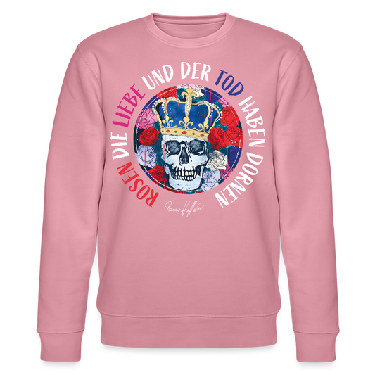 Unisex Bio-Sweatshirt mit ROSEN DIE LIEBE UND DER TOD HABEN DORNEN PRINT - Lila Traum