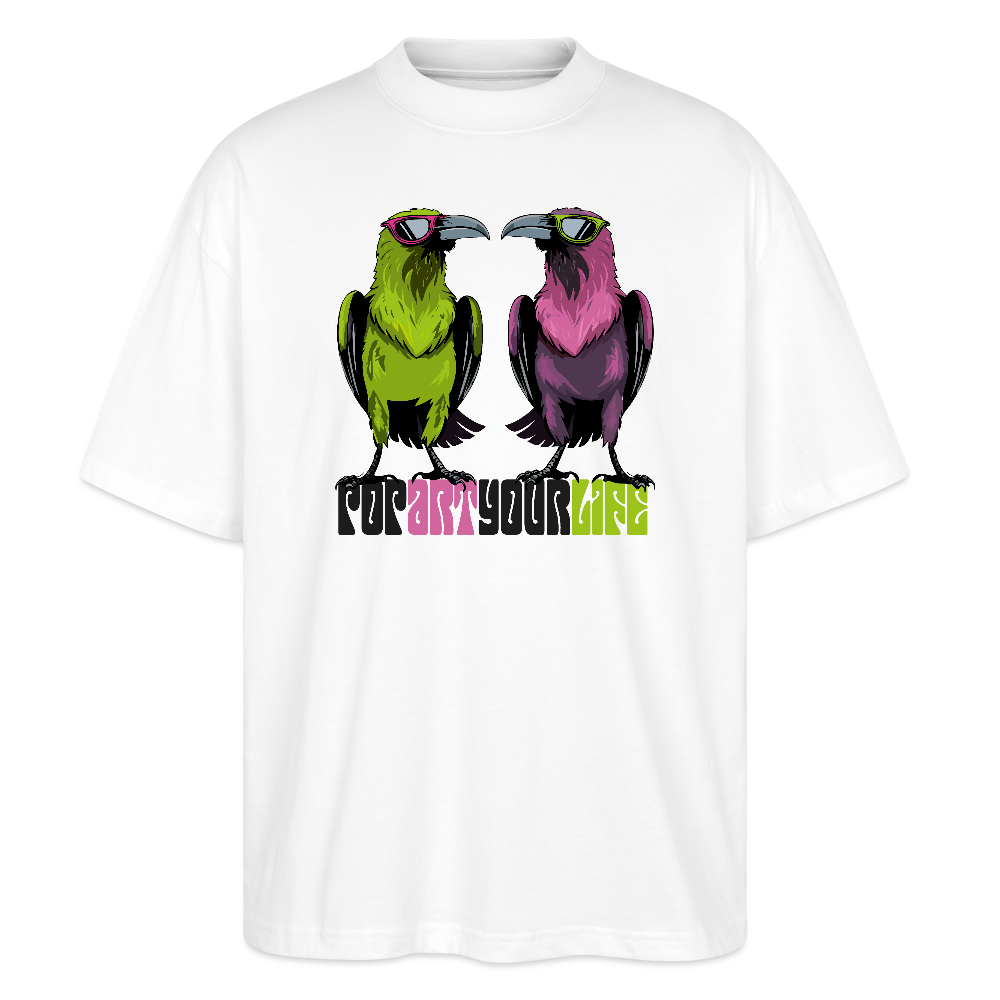 Oversized Unisex T-Shirt mit POPART YOUR LIFE PRINT - Weiß