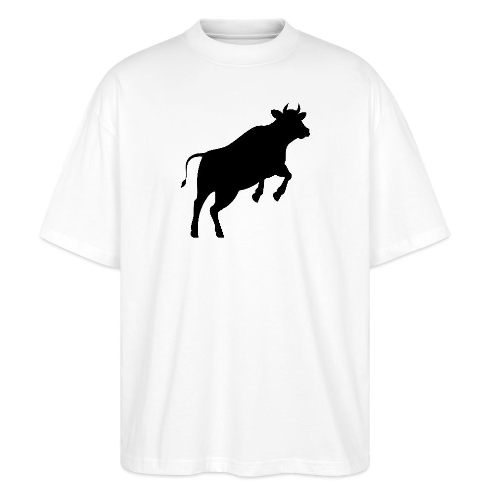Oversized Unisex T-Shirt mit JUMPING COW PRINT - Weiß