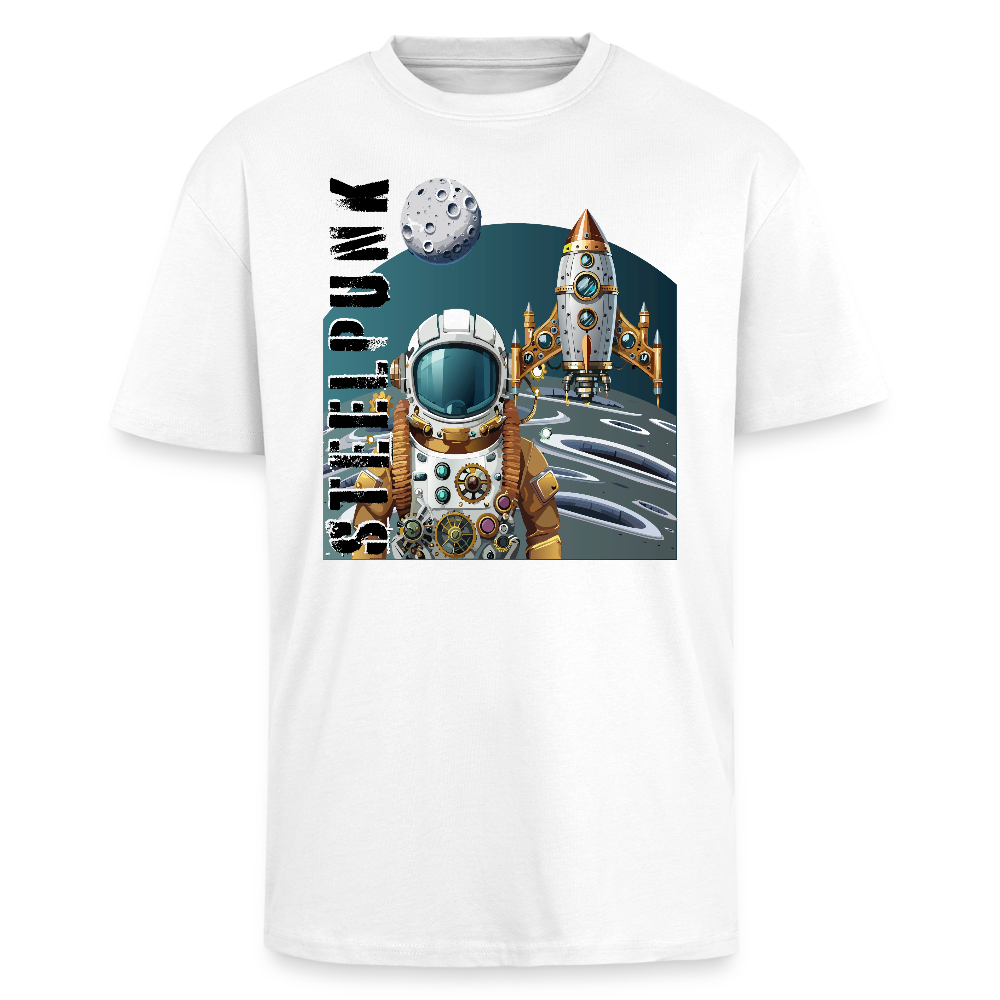 Heavy Oversize T-Shirt mit STEELPUNK PRINT - Weiß