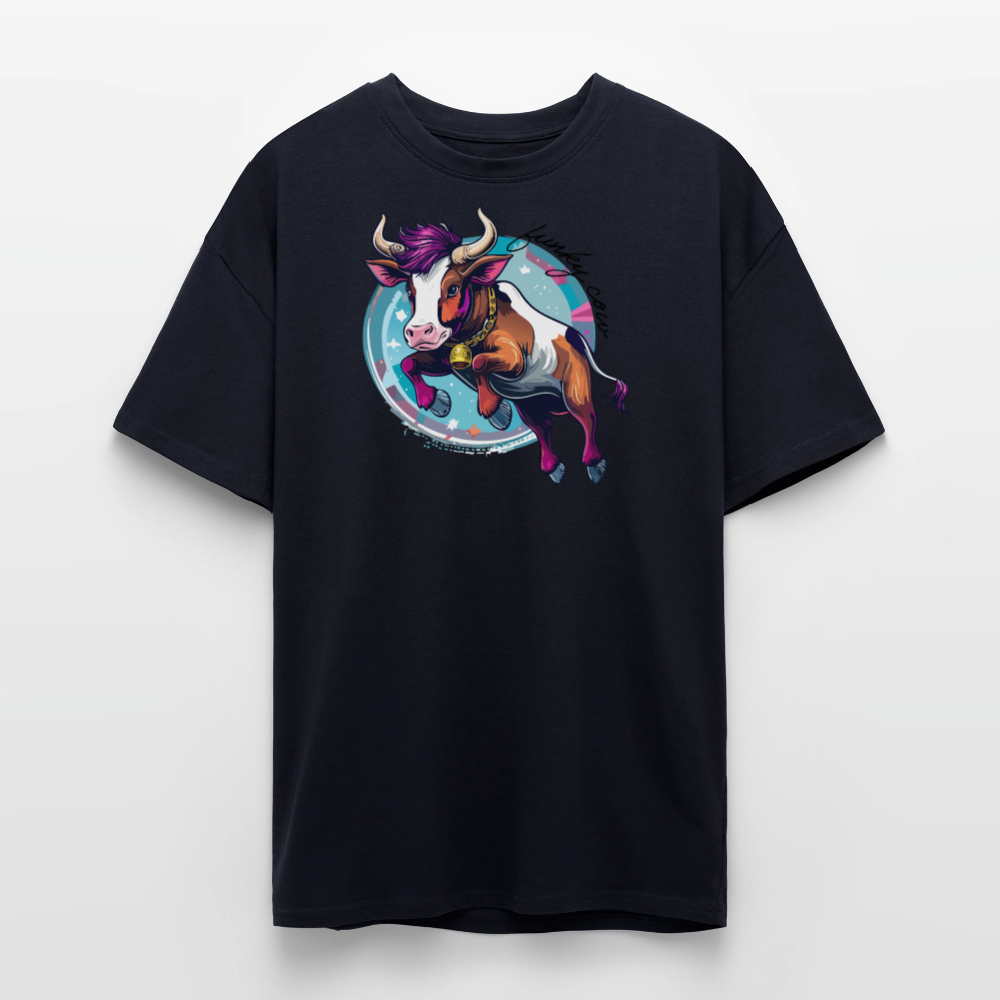 Heavy Oversize T-Shirt mit FUNKY COW PRINT - French Navy