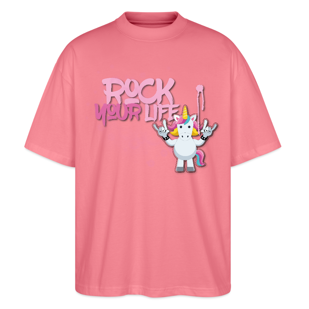 Oversized Unisex T-Shirt mit ROCK YOUR LIFE PRINT - Pink