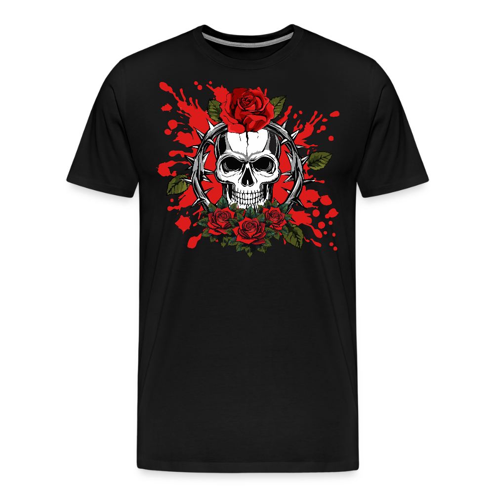 Männer Premium T-Shirt mit ROSENSKULL PRINT - Schwarz