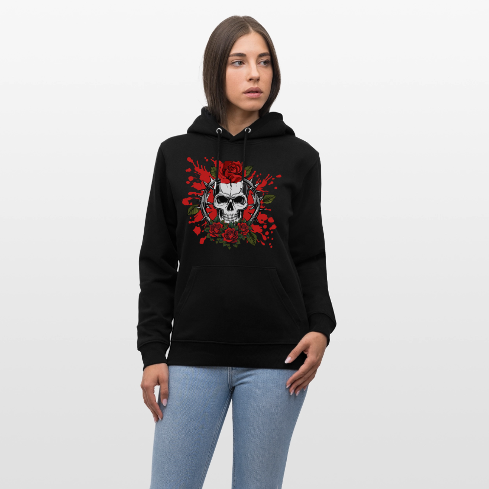 Unisex Hoodie mit ROSENSKULL PRINT - Schwarz