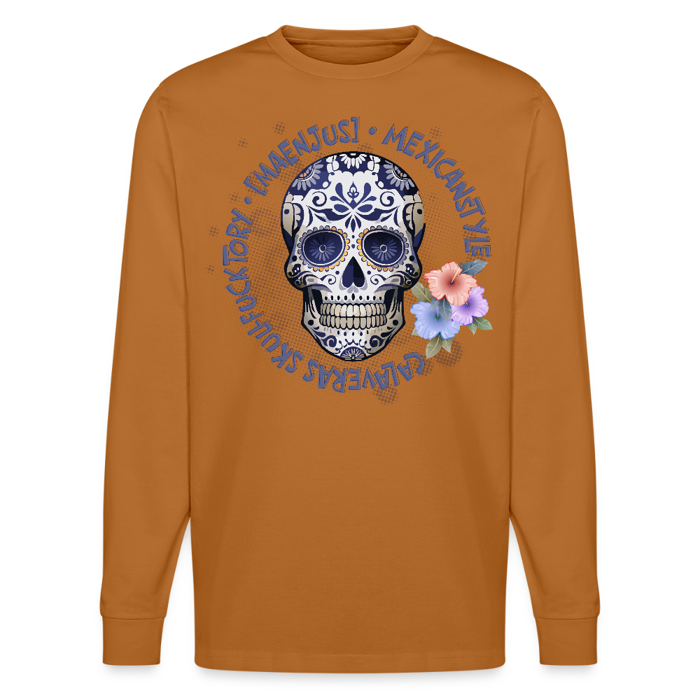 Unisex Bio-Langarmshirt mit MAENJUS CALAVERAS MEXICANSTYLE PRINT - Herbstorange