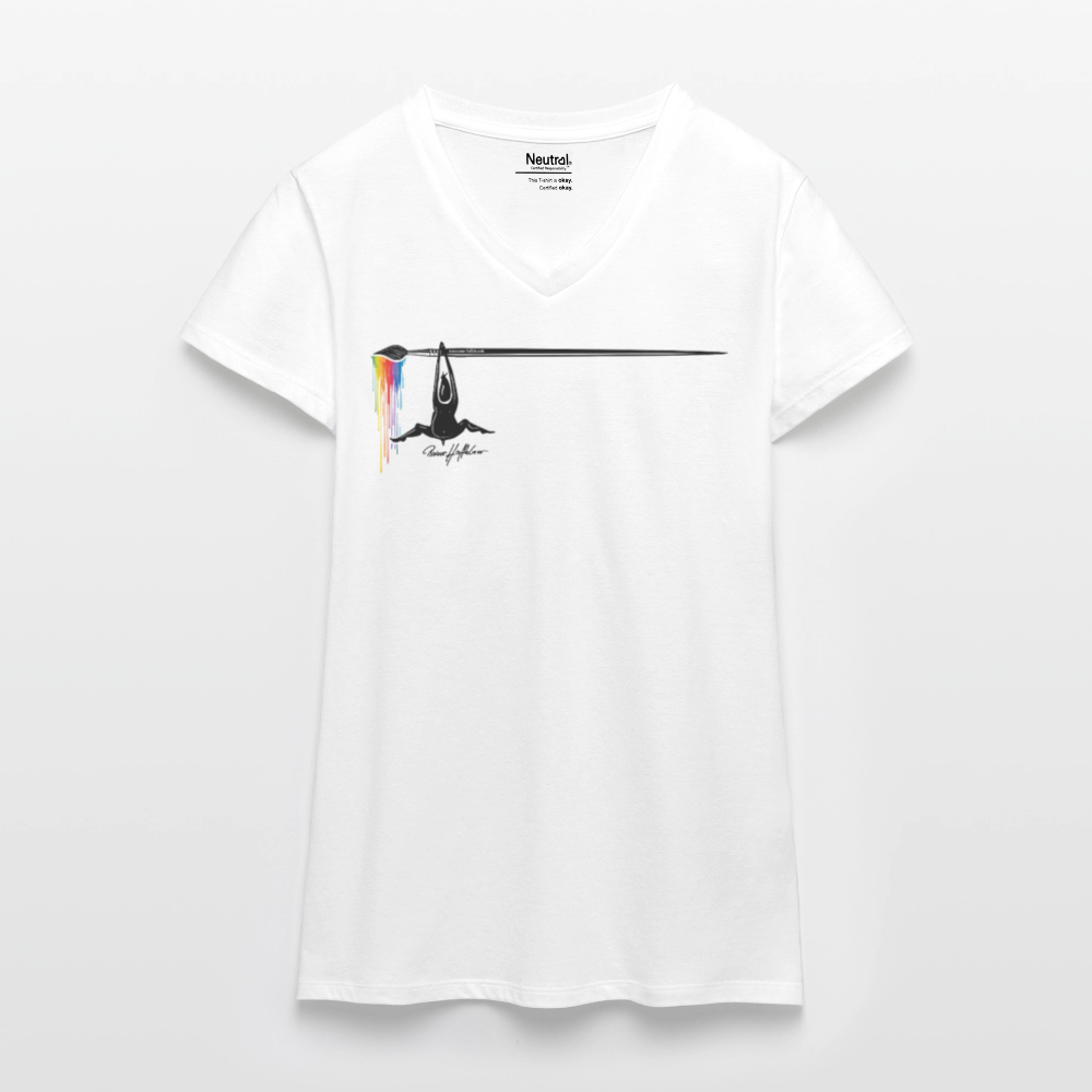 Bio Frauen T-Shirt mit V-Ausschnitt und MÄNNLE PRINT - Weiß