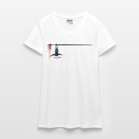 Bio Frauen T-Shirt mit V-Ausschnitt und MÄNNLE PRINT - Weiß