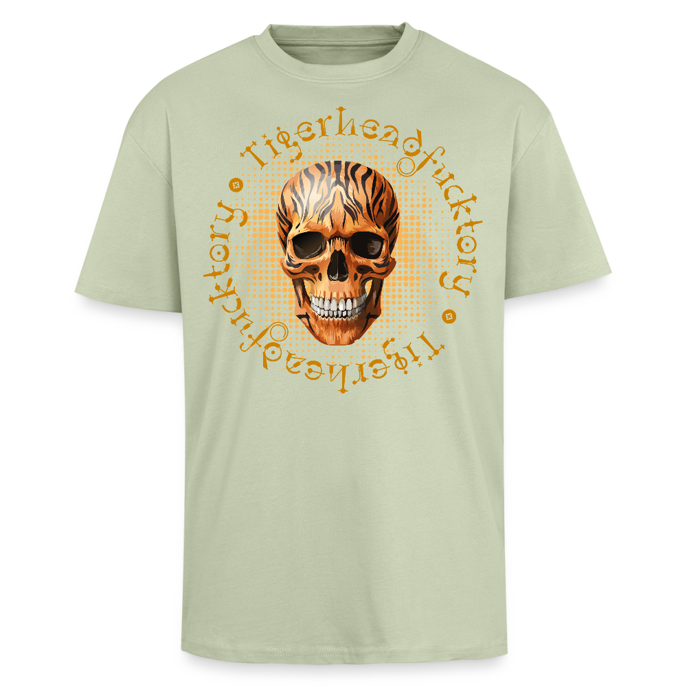 Heavy Oversize T-Shirt mit TIGERHEAD SKULL PRINT - Leichtes Salbeigrün