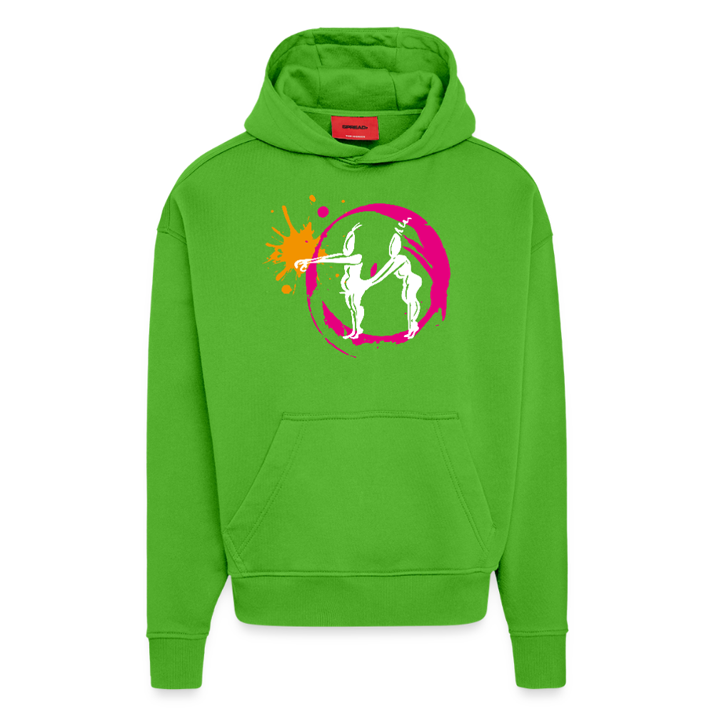 Heavyweight Oversized Organic Hoodie mit ES ESKALIERT EH  PRINT - Apple Neon