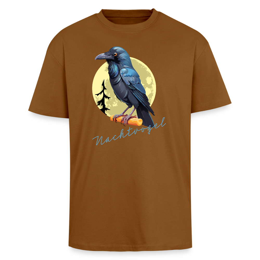 Heavy Oversize T-Shirt mit NACHTVOGEL PRINT - Toffee