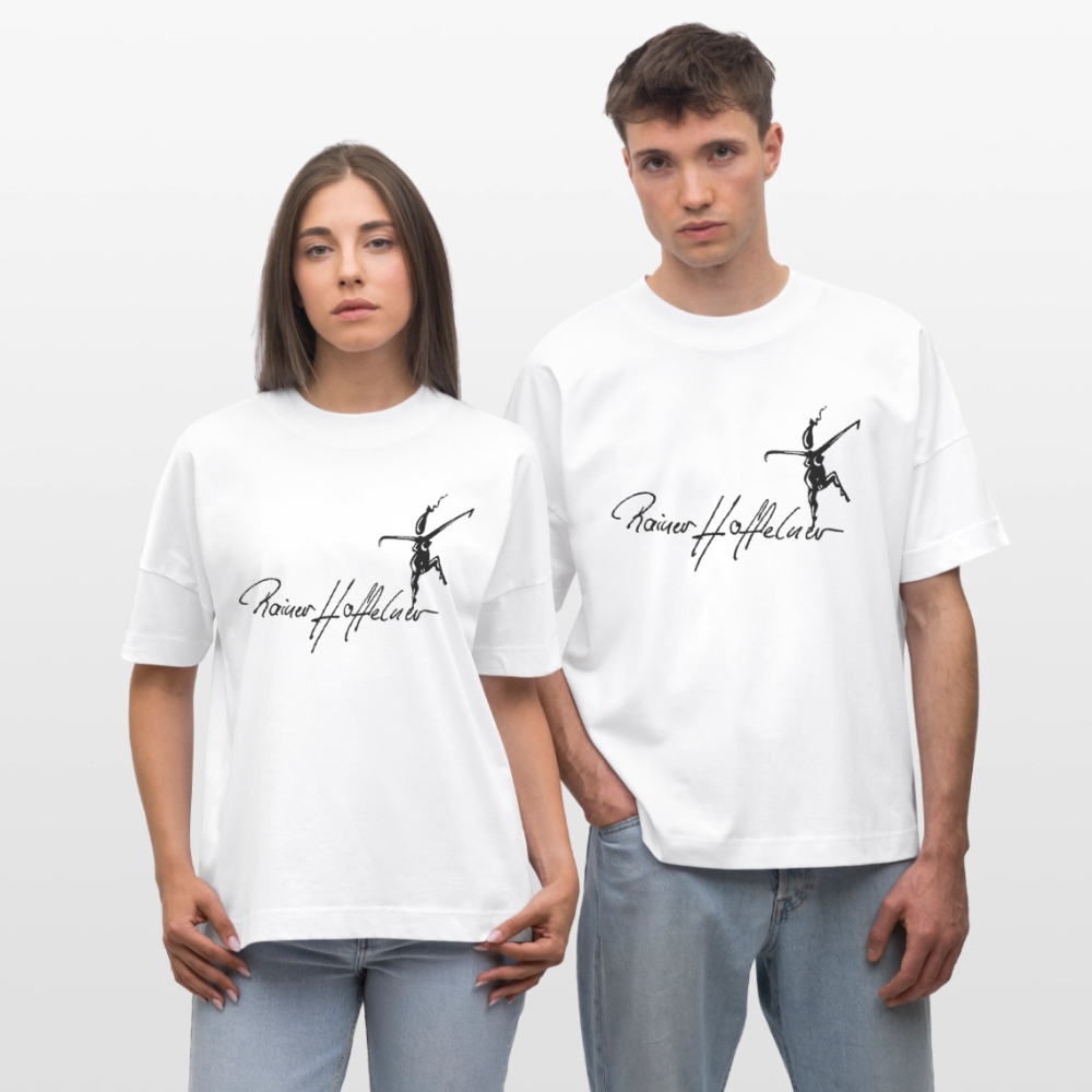 Oversized Unisex T-Shirt mit TUSCHEWEIBCHEN PRINT - Weiß