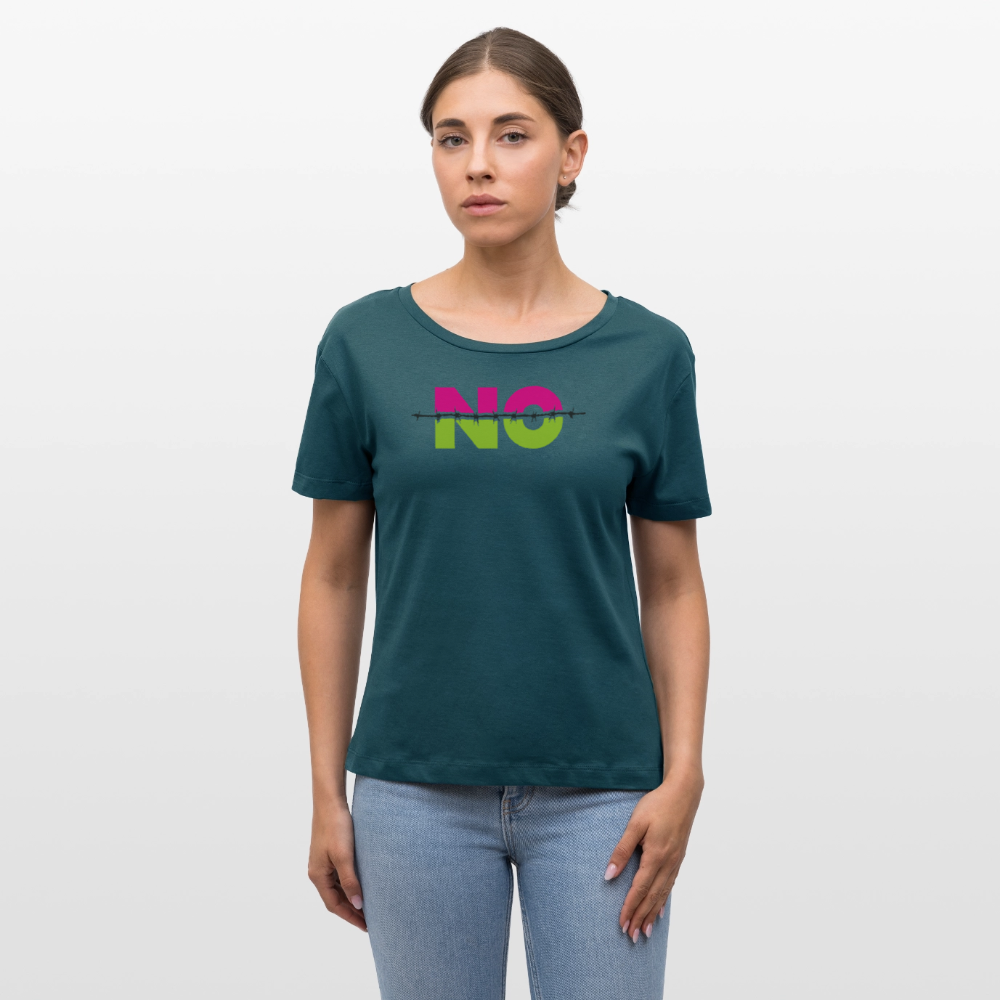 Frauen T-Shirt mit NO PRINT - Dunkles Petrol