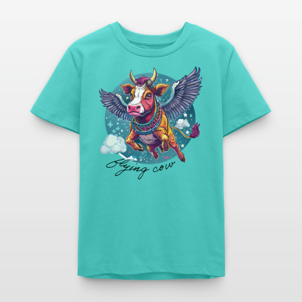 MNJS TEENS Bio T-Shirt mit FLYING COW PRINT - Poolblau