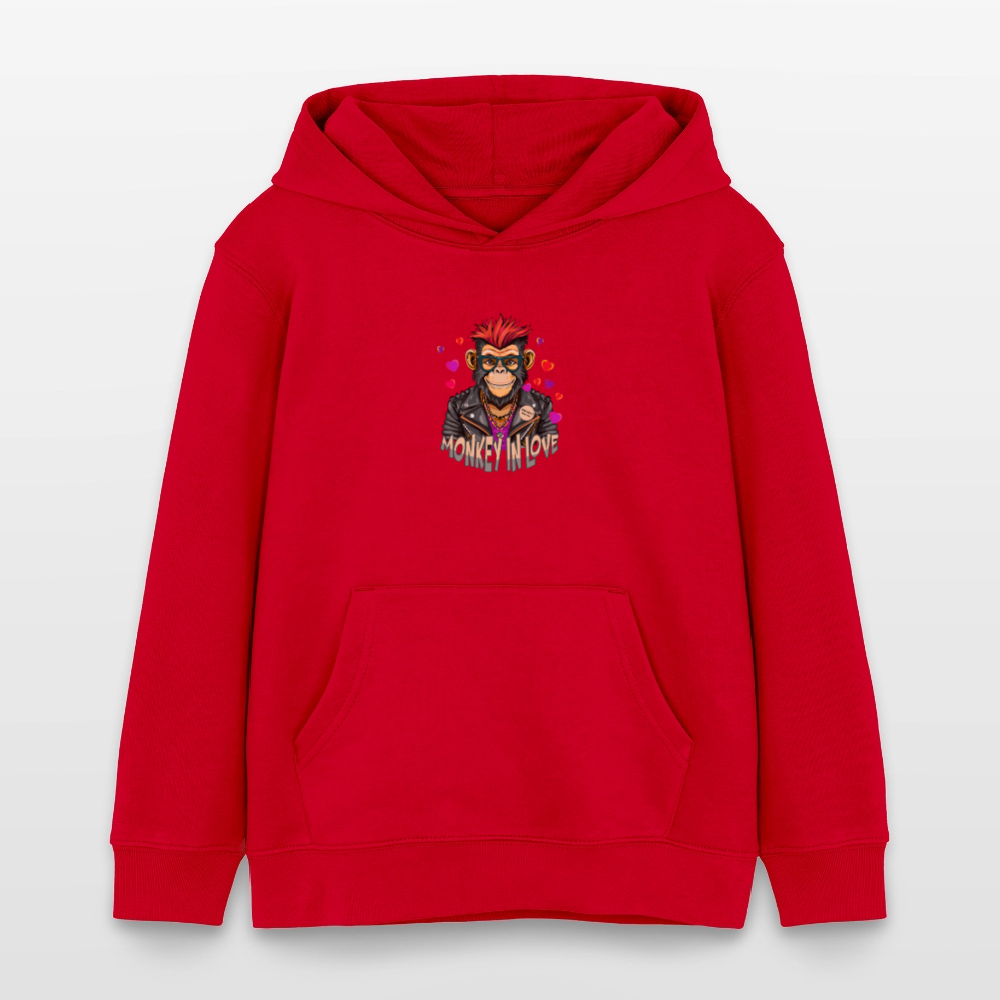MNJS KIDS Bio-Hoodie mit MONKEY IN LOVE PRINT - Rot