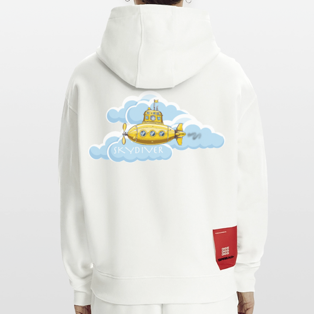 Heavyweight Oversized Organic Hoodie mit SKYDIVER PRINT - OFF WHITE