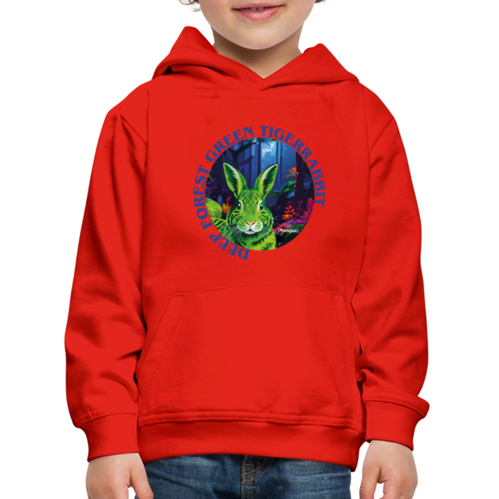 MNJS KIDS Premium Hoodie mit DEEP FOREST GREEN TIGERRABBIT PRINT - Rot