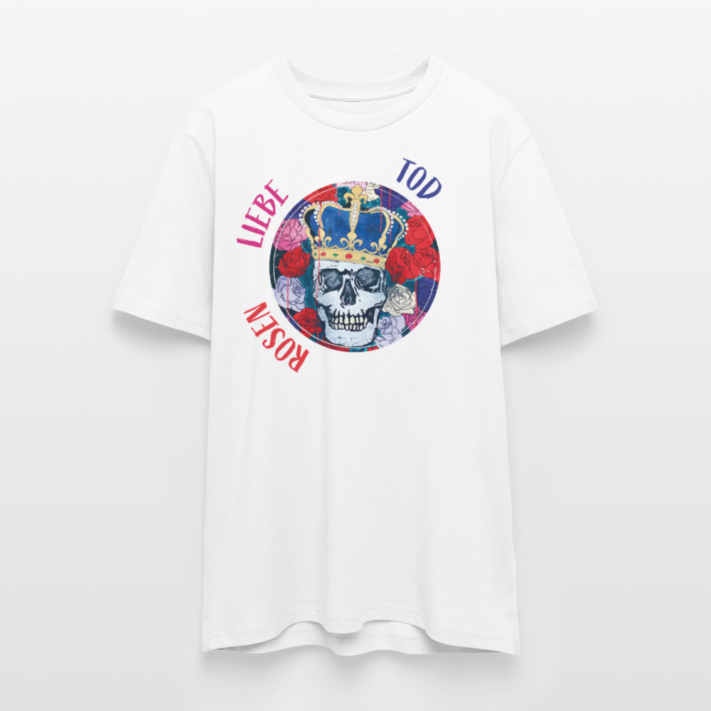 Unisex Bio-T-Shirt mit ROSEN DIE LIEBE UND DER TOD HABEN DORNEN PRINT - Weiß
