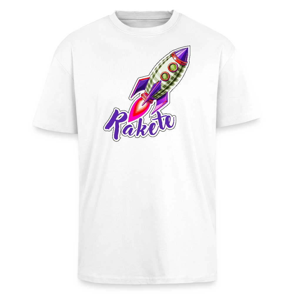 Heavy Oversize T-Shirt mit RAKETE PRINT - Weiß