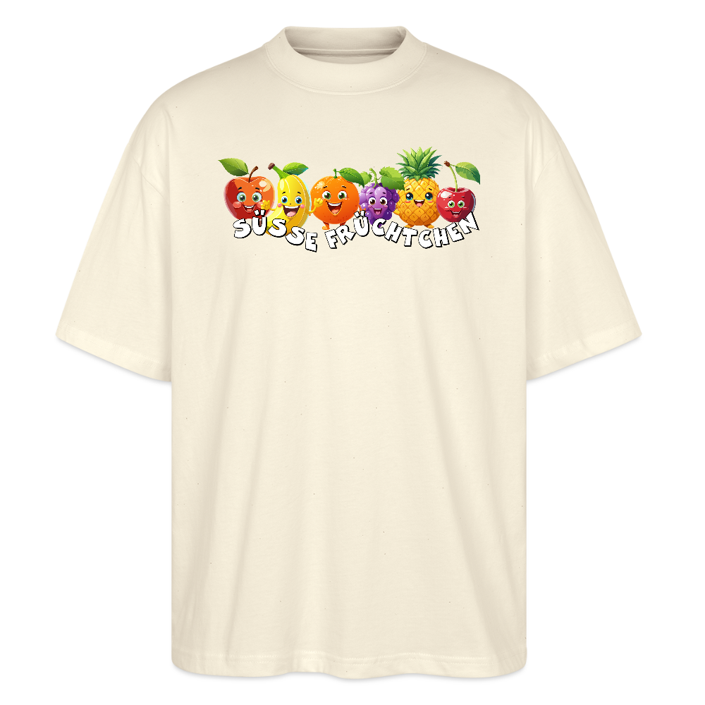 Oversized Unisex T-Shirt mit SÜSSE FRÜCHTCHEN PRINT - Weißgrau