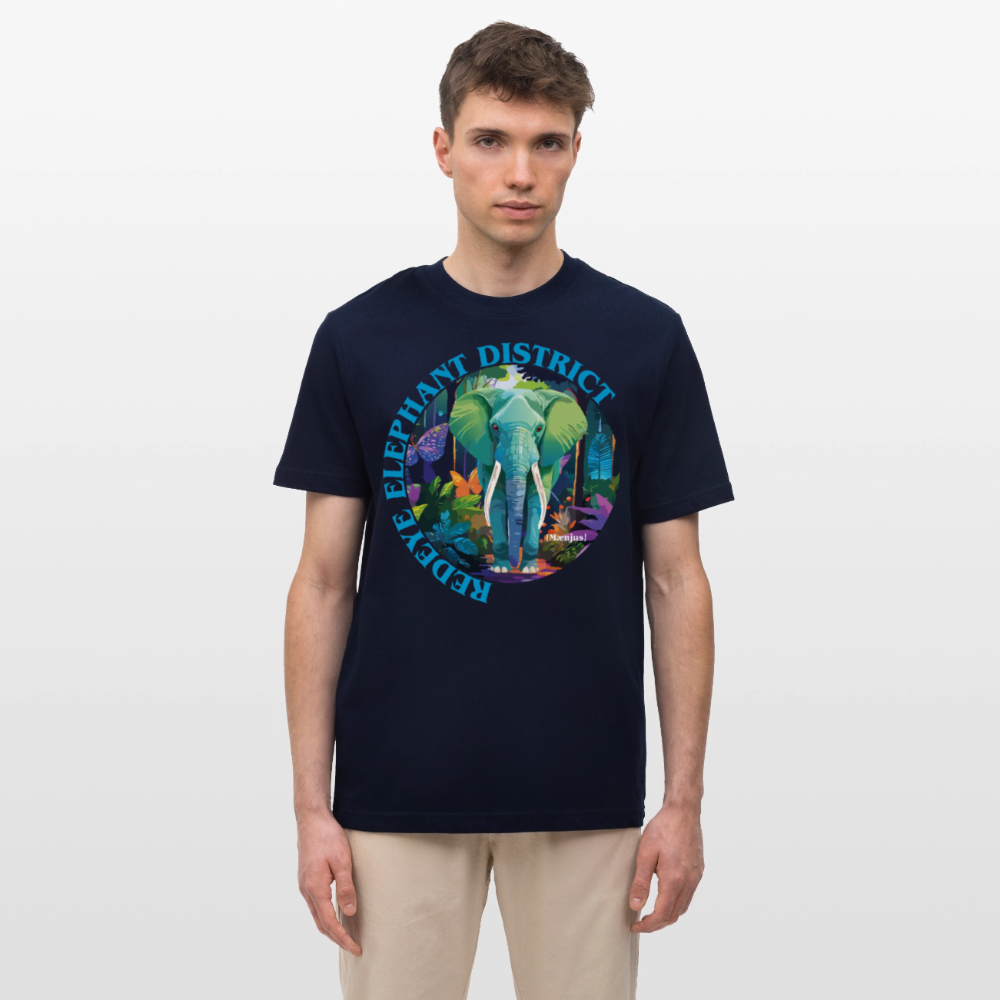 Relaxed Fit Unisex Bio-T-Shirt mit REDEYE ELEPHANT DISTRICT PRINT Vorderseite - Navy
