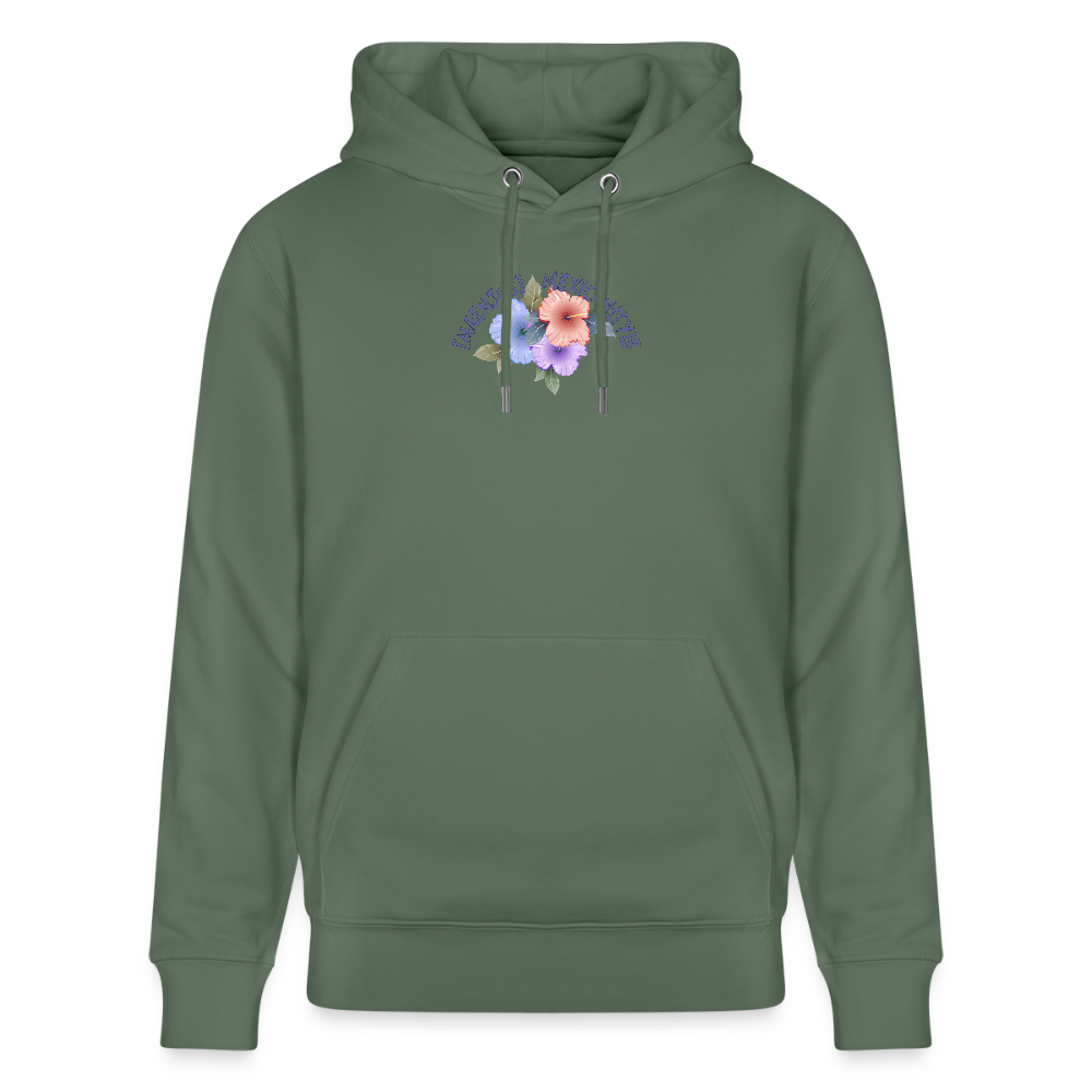Unisex Hoodie mit MAENJUS MEXICANSTYLE PRINT Vorder- und Rückseite - Tanngrün
