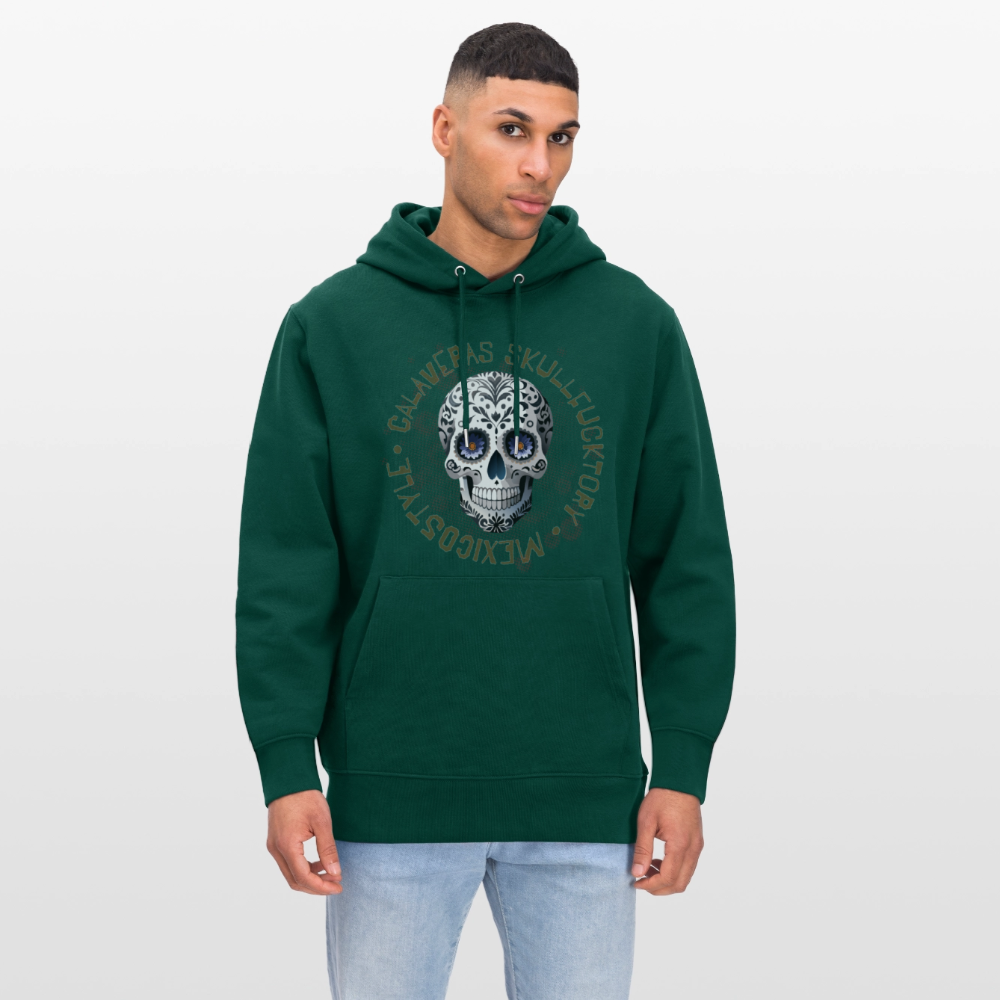 Unisex Hoodie mit CALAVERAS SKULL PRINT Vorderseite - Forest