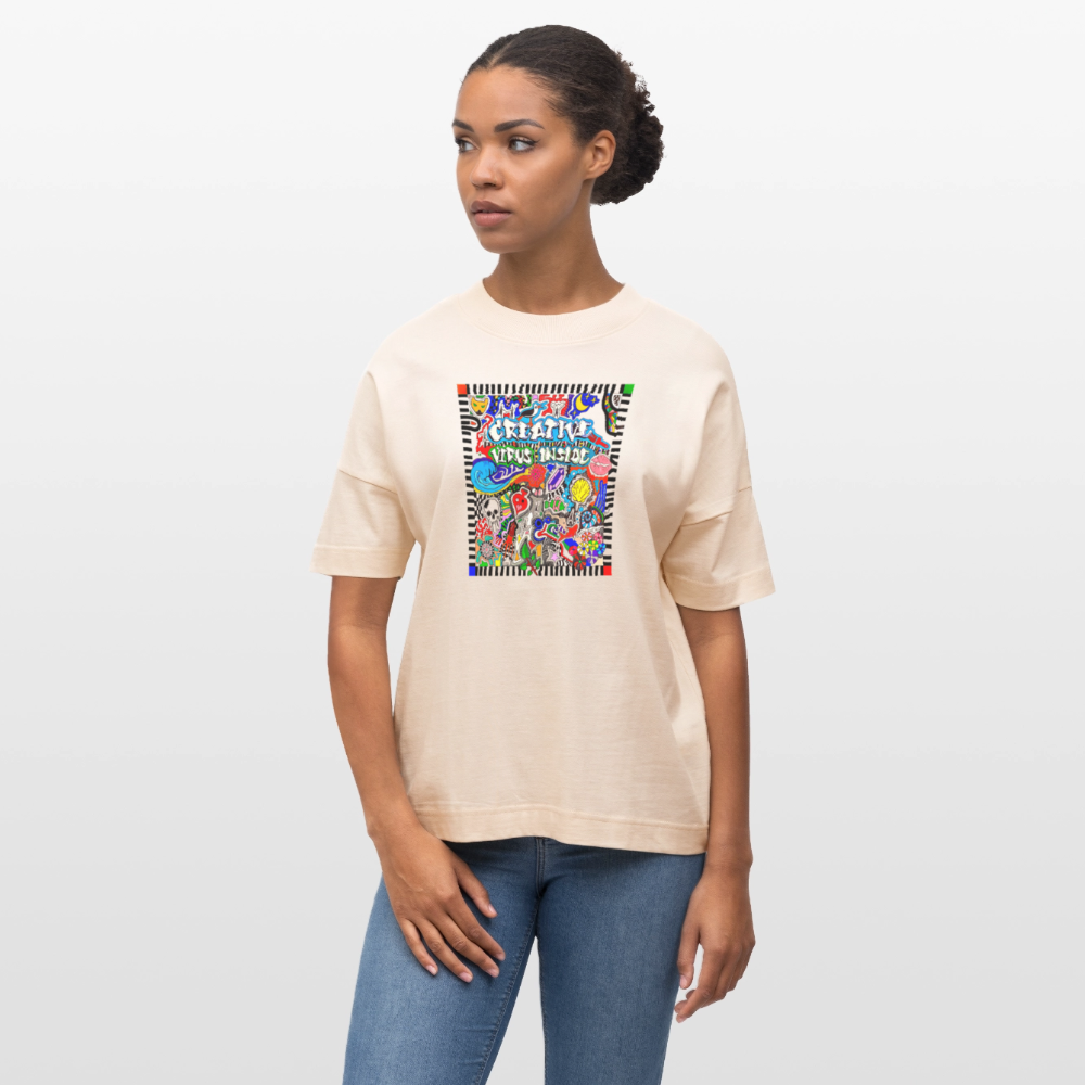Oversized Unisex Bio T-Shirt mit CREATIVE VIRUS INSIDE PRINT Vorderseite - Weißgrau
