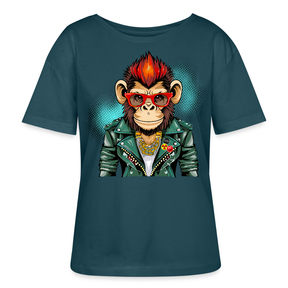Frauen T-Shirt mit MONKEYPRINT - Dunkles Petrol