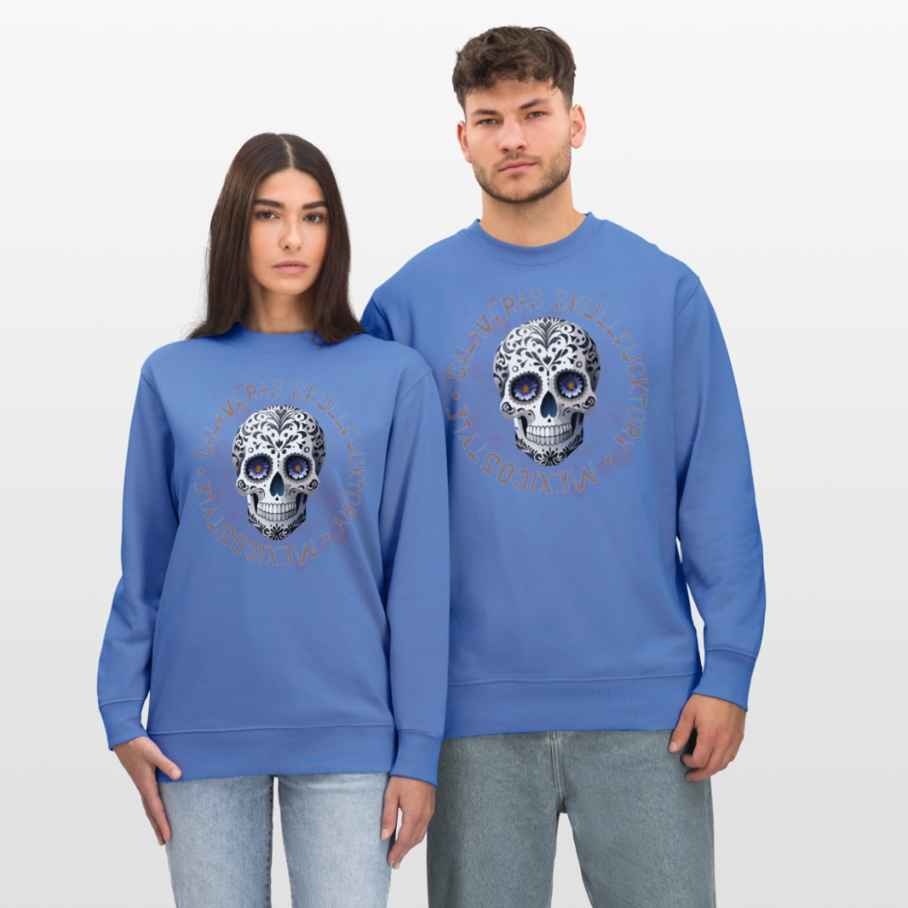 Unisex Bio-Sweatshirt mit CALAVERAS SKULL PRINT - Blau