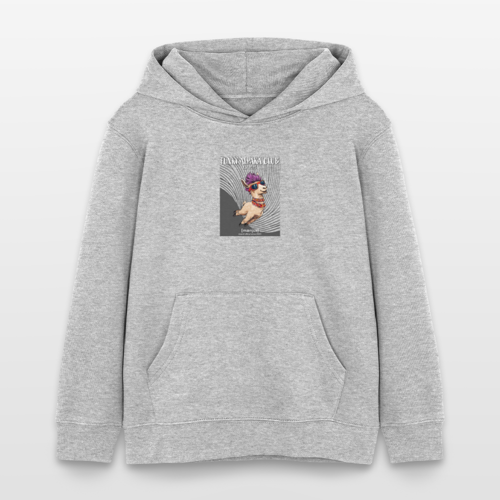 MNJS KIDS Bio-Hoodie mit FUNKY ALPAKA CLUB PRINT - Grau meliert
