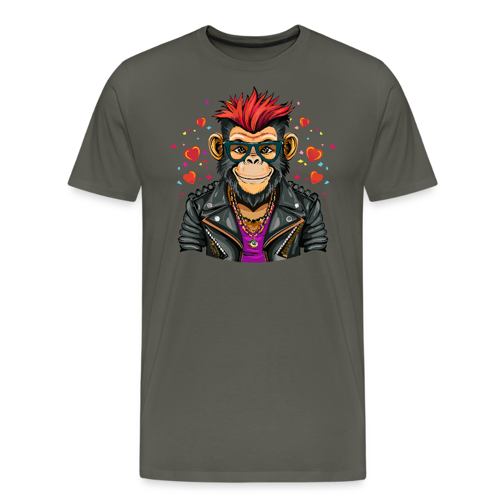 Männer Premium T-Shirt mit MONKEY IN LOVE PRINT - Asphalt