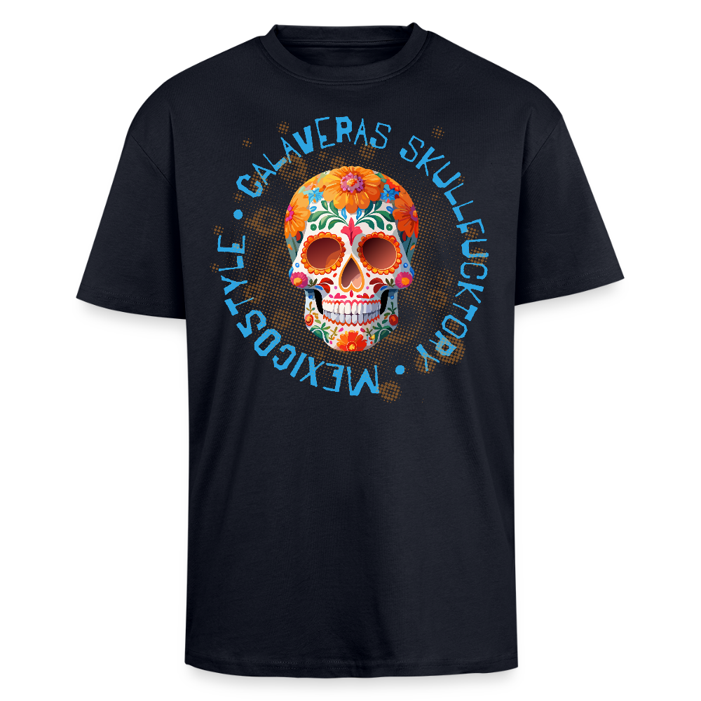 Heavy Oversize T-Shirt mit CALAVERAS SKULL PRINT - French Navy