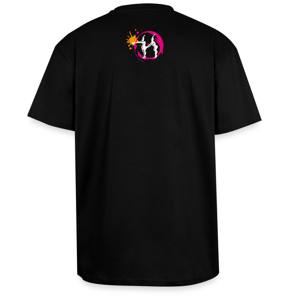 Heavy Oversize T-Shirt mit ES ESKALIERT EH PRINT - Schwarz