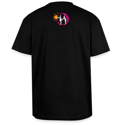 Heavy Oversize T-Shirt mit ES ESKALIERT EH PRINT - Schwarz