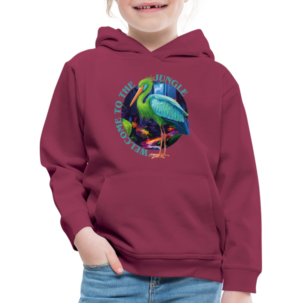 MNJS KIDS Premium Hoodie mit WELCOME TO THE JUNGLE PRINT - Bordeaux
