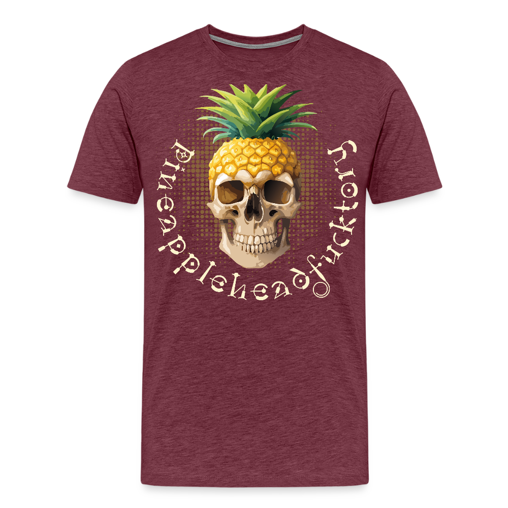 Männer Premium T-Shirt mit PINEAPPLEHEAD SKULL PRINT - Bordeauxrot meliert
